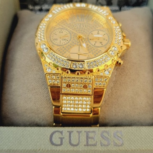 New GUESS Gold Tone Case Gold Tone Stainless Steel Watch - Picture 7 of 8